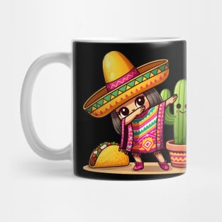 Funny Dabbing Mexican Poncho Sombrero Cinco de Mayo girl boy Mug